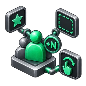 Grouping, icons, slots, and touch interaction